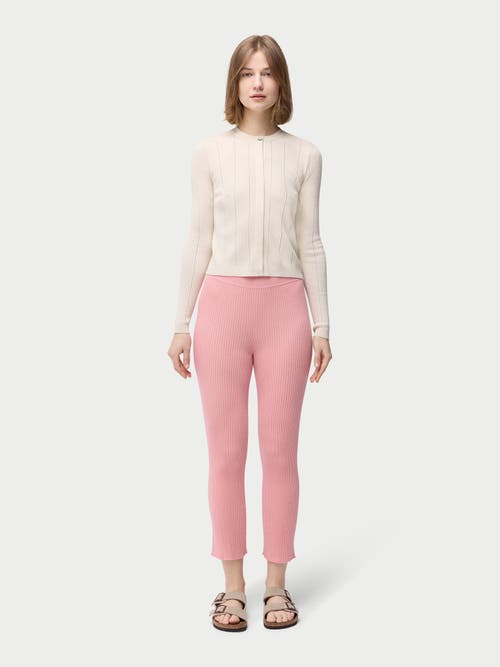 Gobi Mongolian Cashmere Rib-knit Cashmere Silk Pants In Pink Icing