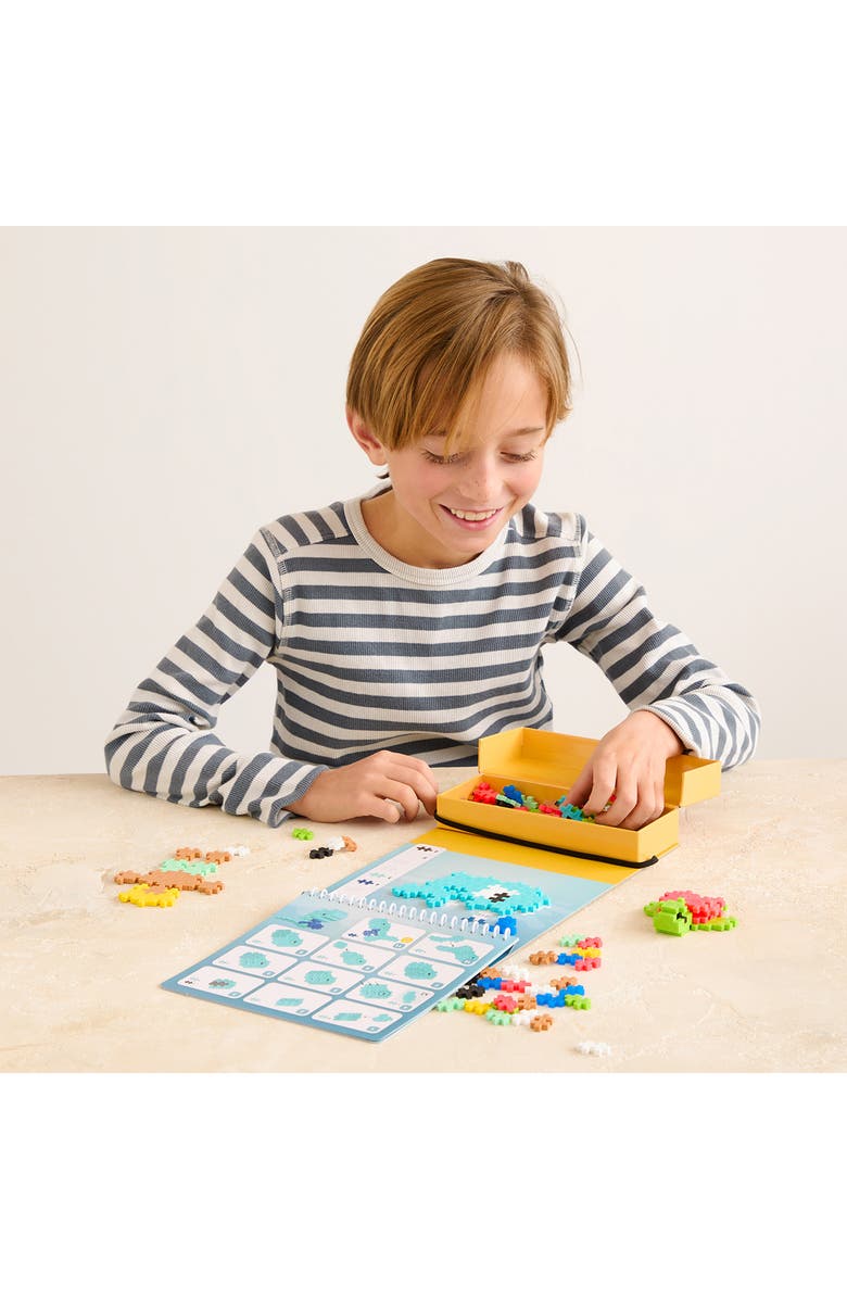 Plus-Plus USA Ocean Puzzle by Number Activity Pad Playset, Alternate, color, Blue Multi