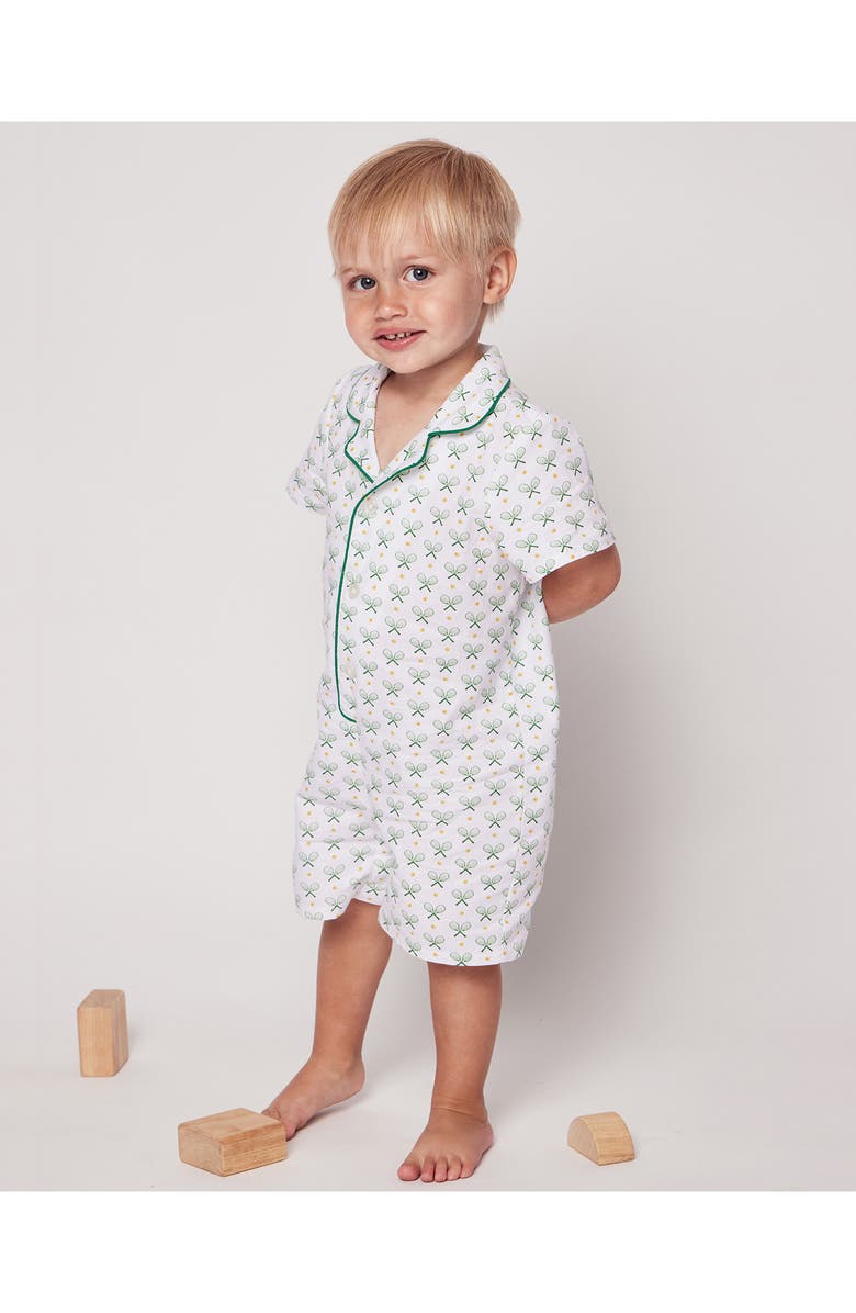 Petite Plume Piped Cotton Blend One-Piece Pajamas, Alternate, color, Green