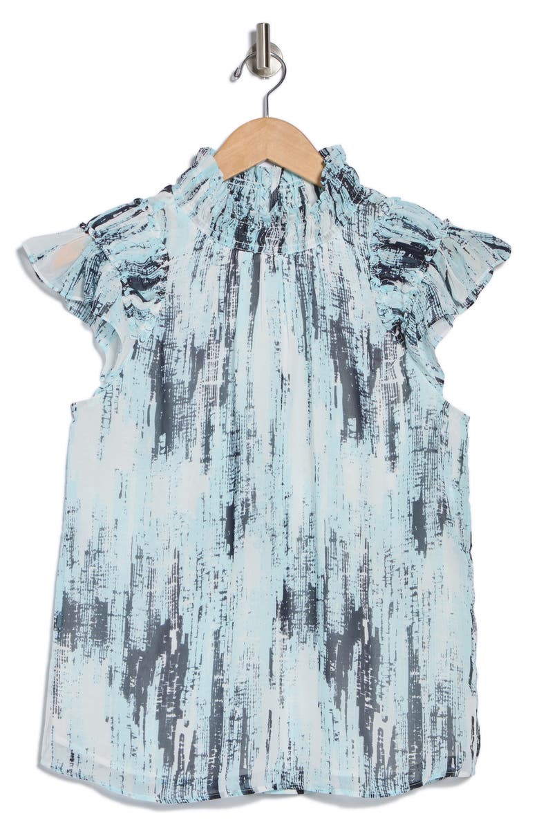 Calvin Klein Printed Mock Neck Chiffon Top, Alternate, color, Postiano Multi