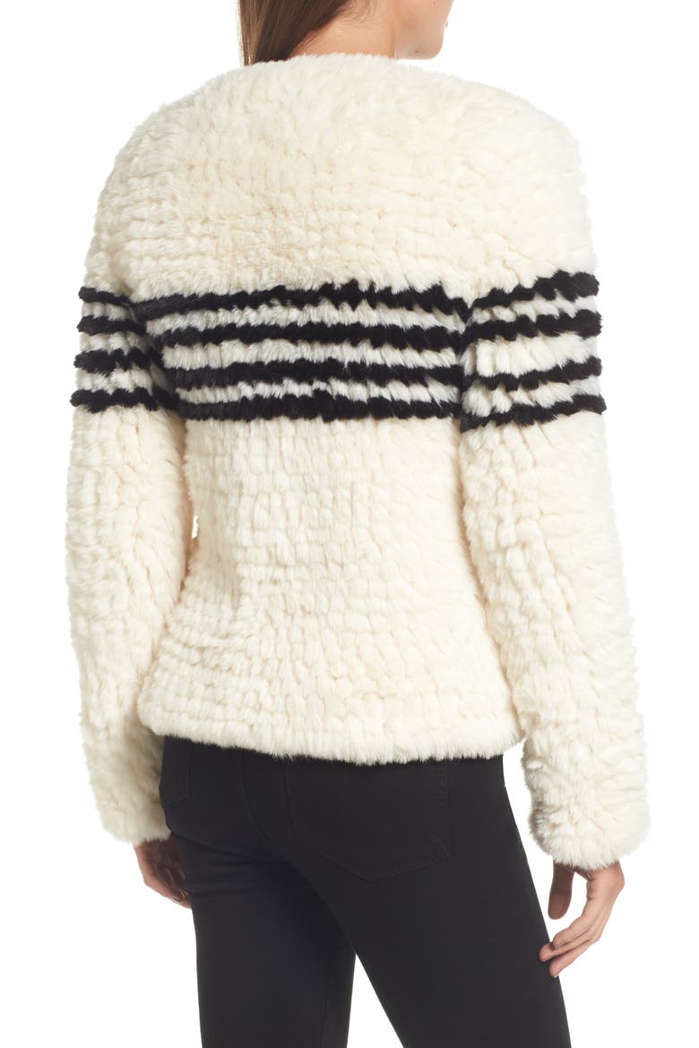 Faux Fur Jacket, Alternate, color, IVORY W BLACK STRIPES