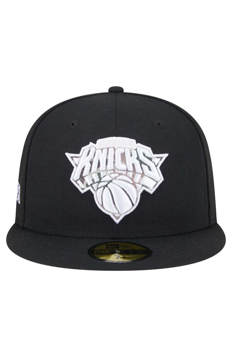 New Era Men's New Era Black New York Knicks Camo Print UV 59FIFTY Fitted Hat, Alternate, color, 