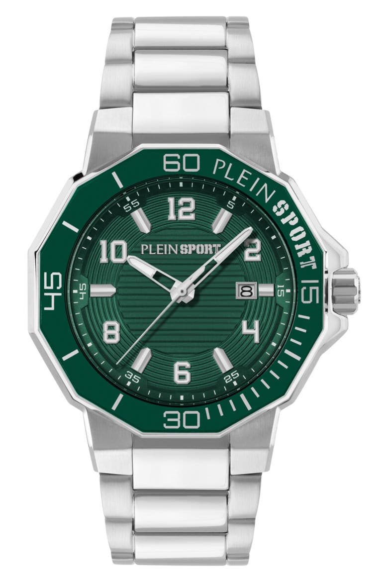 Titan Bracelet Watch, 44mm, Main, color, STAINLESS STEEL/ GREEN