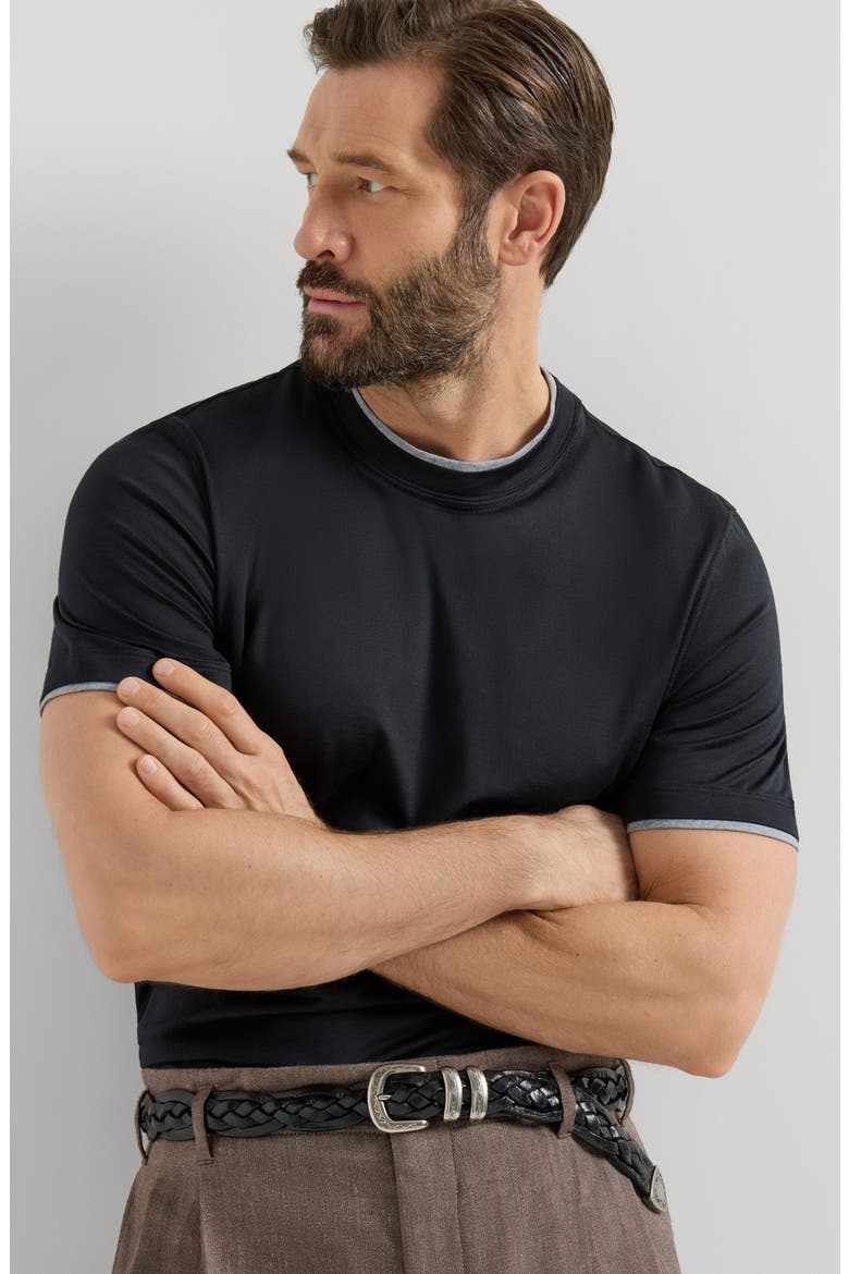 T-shirt with faux-layering, Alternate, color, Black