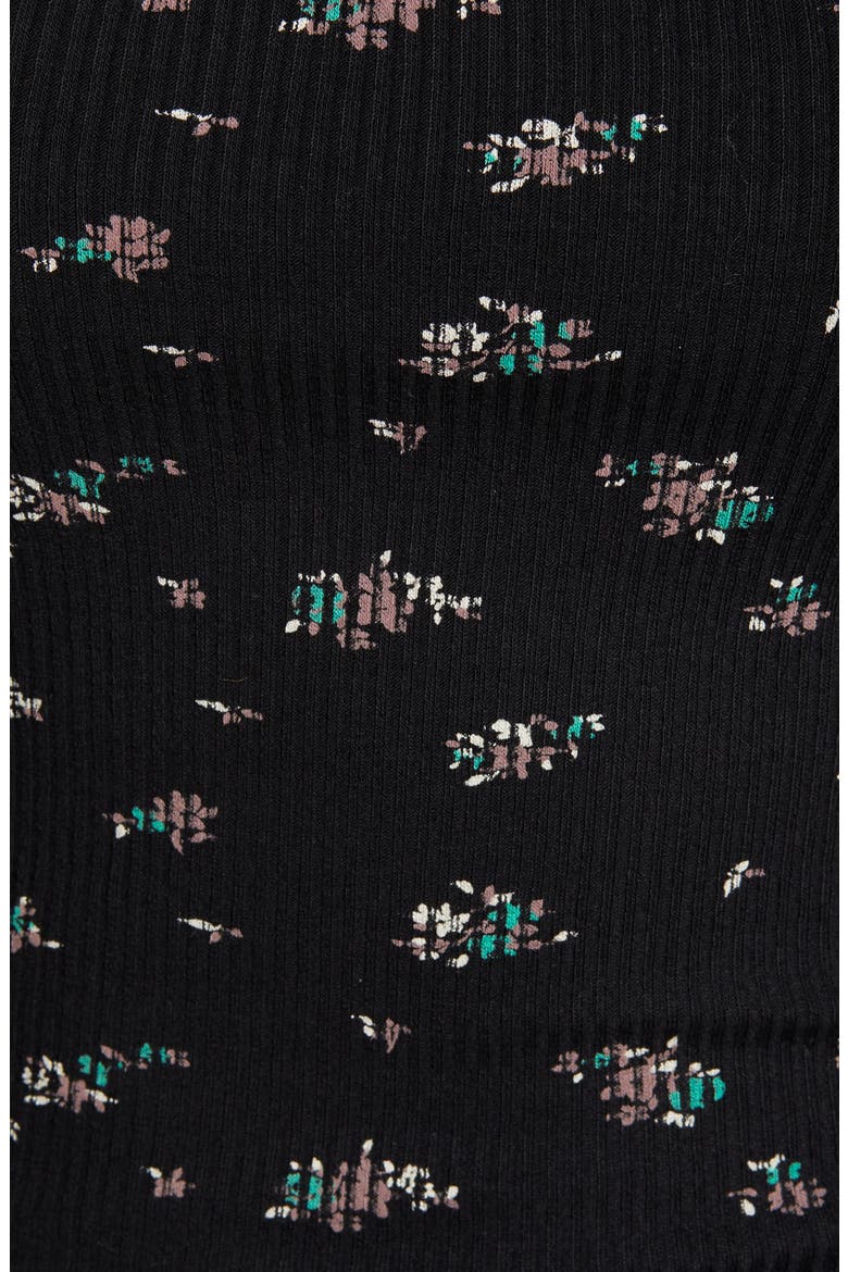 Ditsy Print Ribbed Top, Alternate, color, BLACK