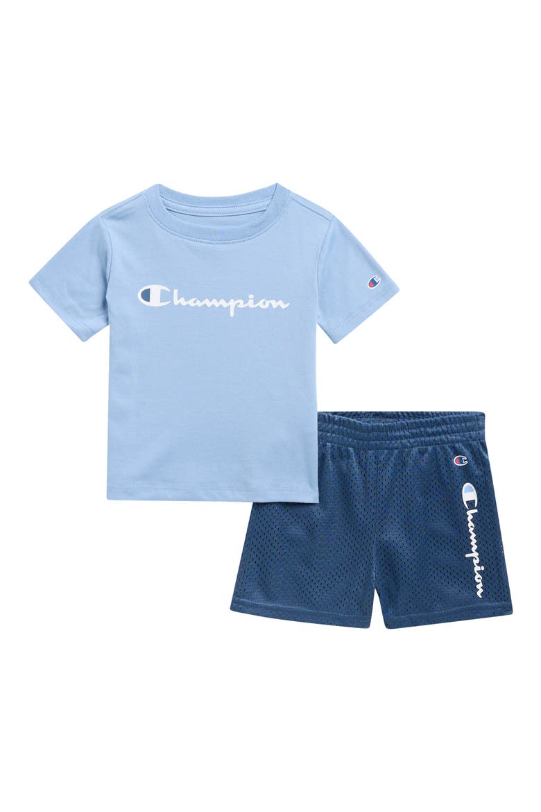 Logo Graphic T-Shirt & Mesh Shorts Set, Main, color, SPRING LAKE