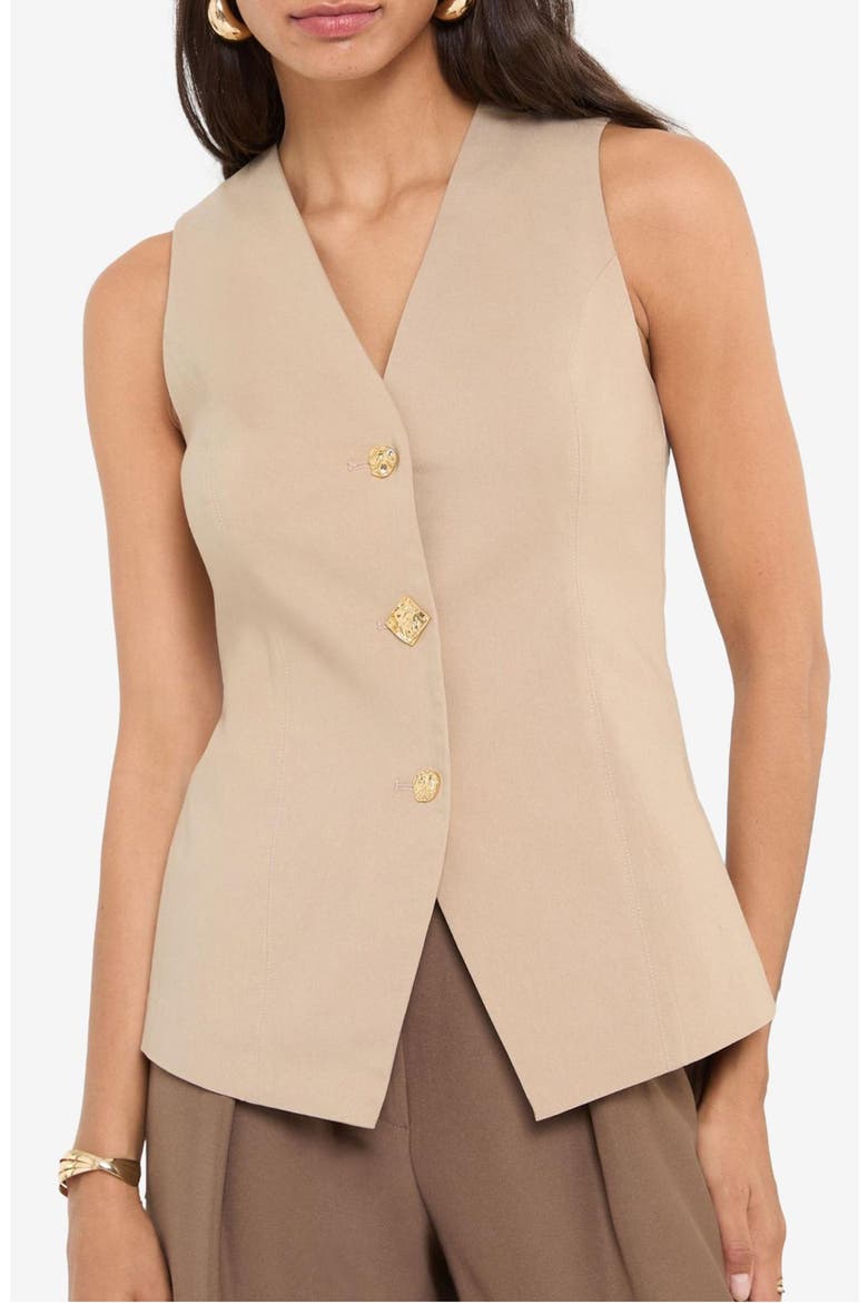 Button-Up Vest, Main, color, CREAM