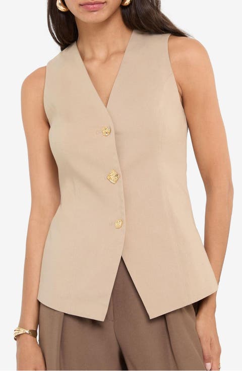 ローレンslub tweed shape vest FREE / beige IDEALSANXUN Long Vest for Women Sleeveless Tweed Blazer Fall