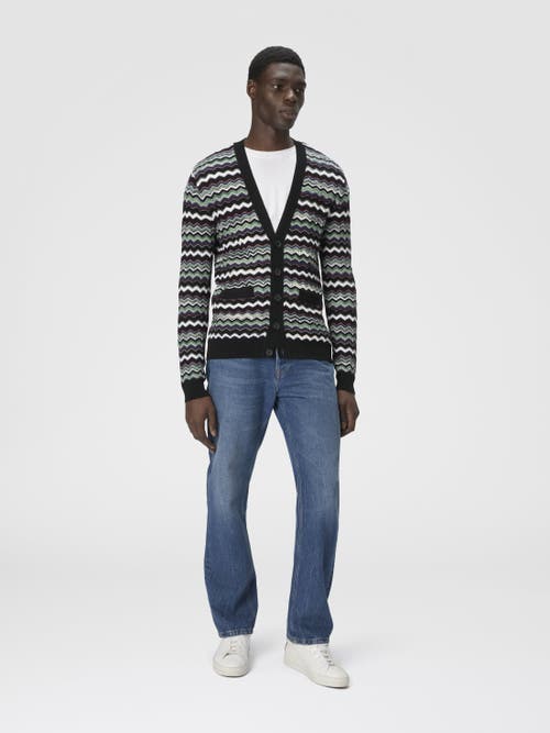 Missoni Cardigan In Wool-cotton Blend With Zigzag In Multi