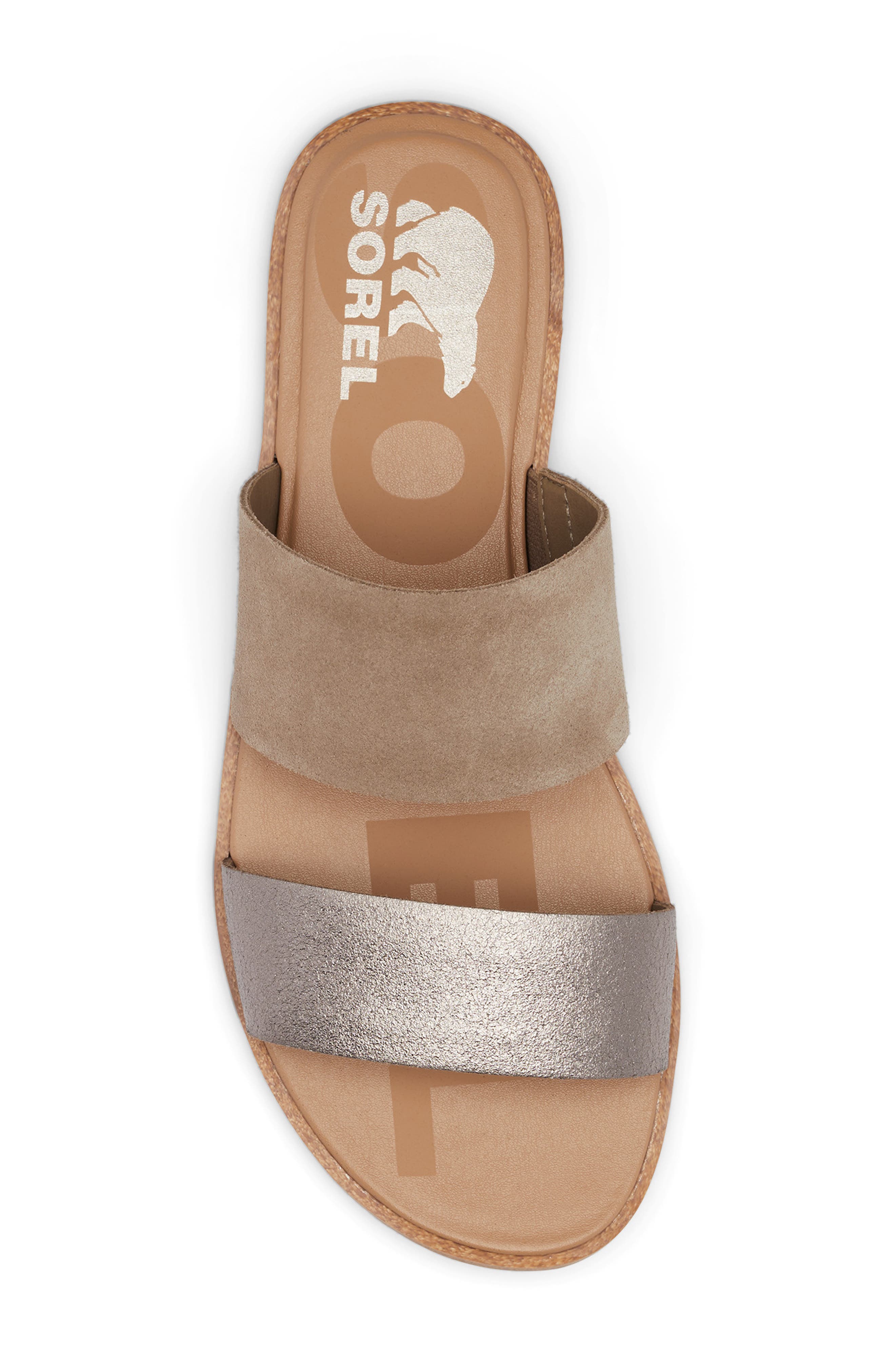 Ella II Slide Sandal, Alternate, color, ASH BROWN/ WHITE