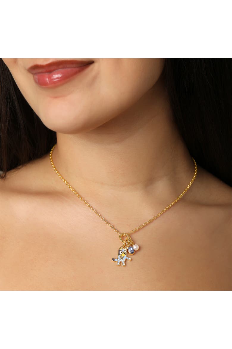 Charm Necklace Official License, 16"+2" 18k Gold Flash-Plated Necklace with 3 Dangle Charms, Alternate, color, Gold