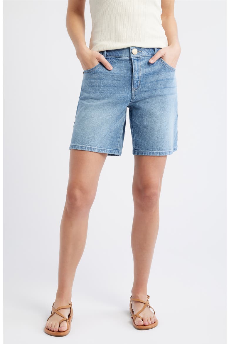 High Waist Relaxed Denim Shorts, Main, color, LIGHT BLUE