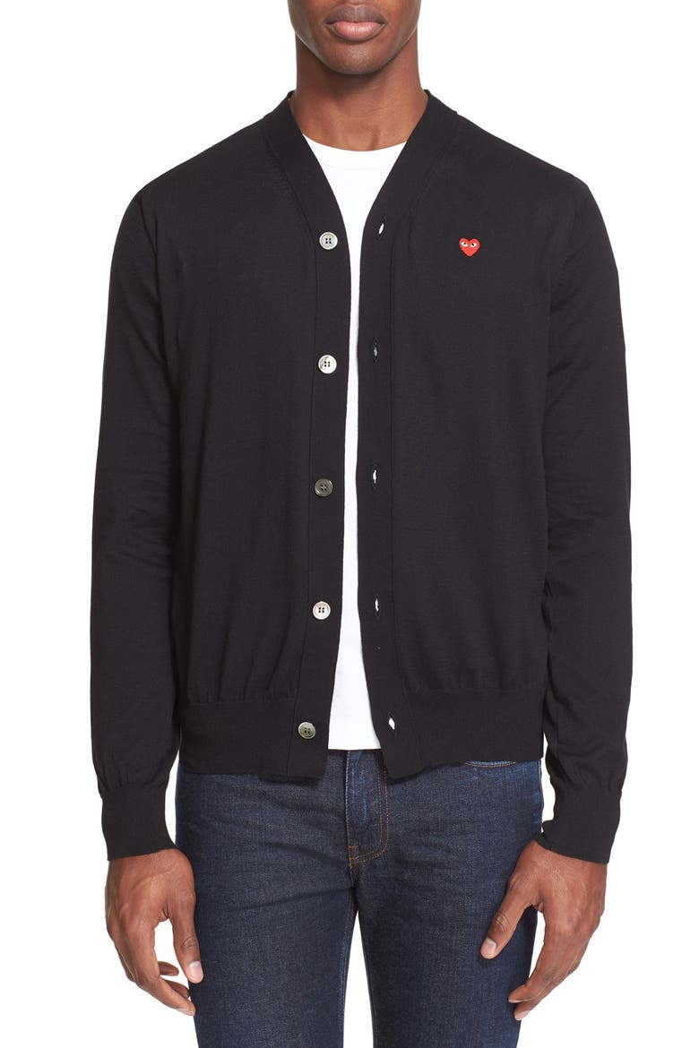 Cotton V-Neck Cardigan, Main, color, BLACK