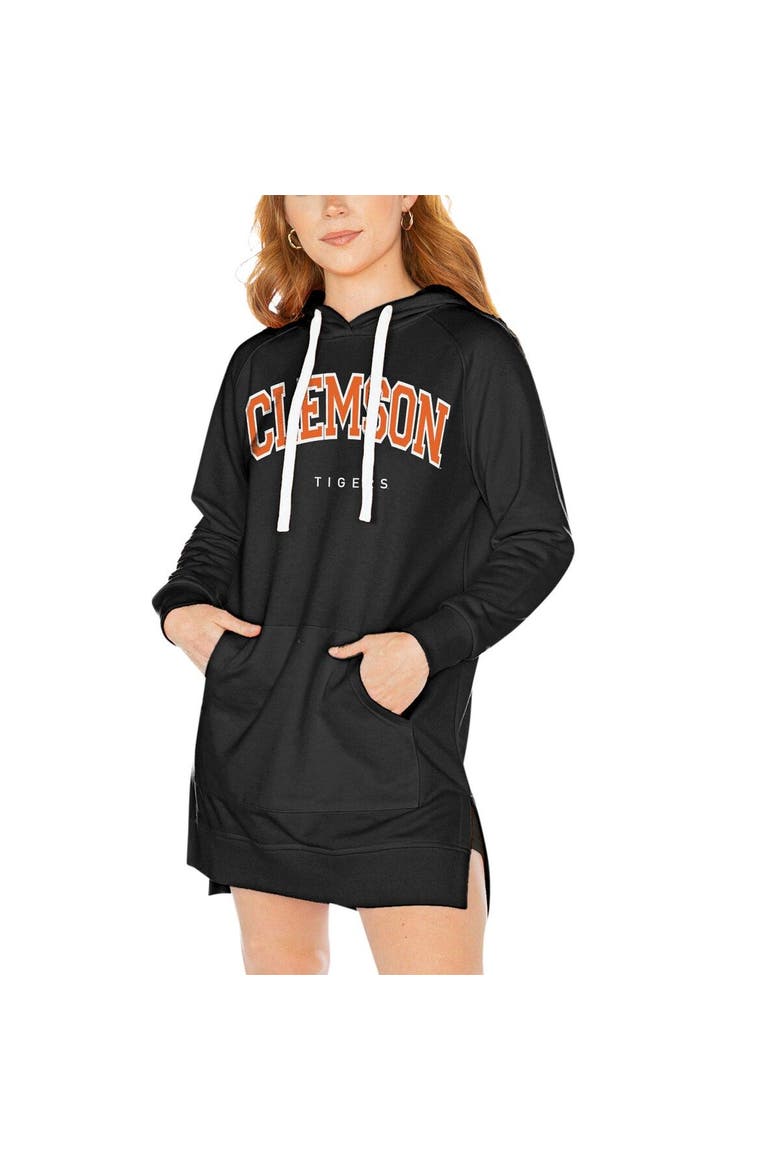 Women's Gameday Couture Black Clemson Tigers Take a Knee Raglan Hooded Sweatshirt Dress, Main, color, Black