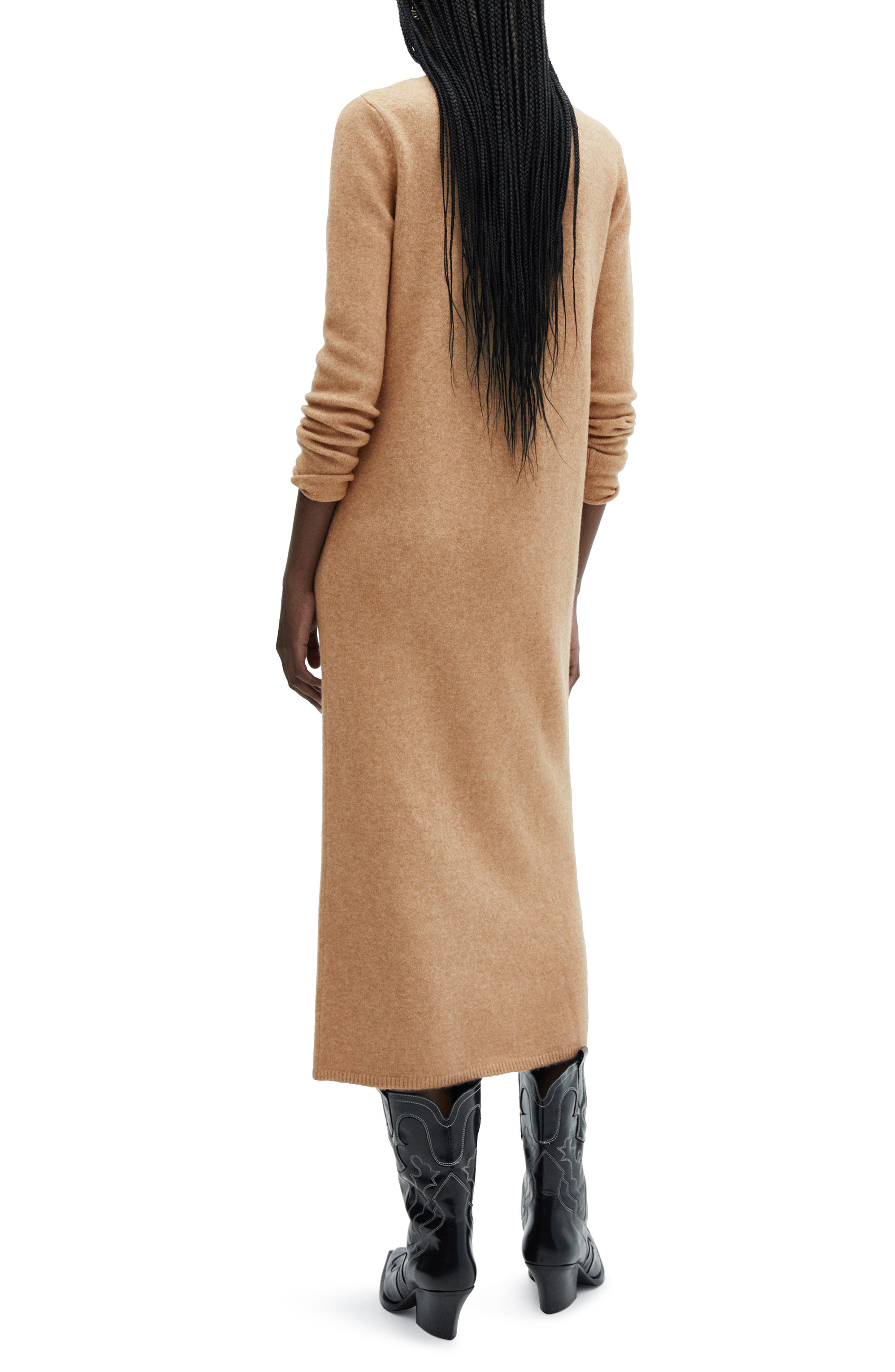 MANGO Perkins Funnel Neck Long Sleeve Sweater Dress (Women) | Nordstrom