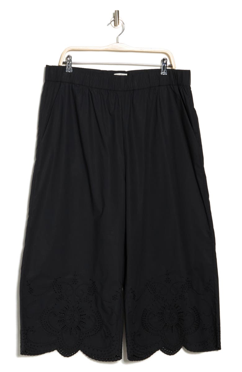 Joie Florence Embroidered Eyelet Scalloped Crop Pants, Alternate, color, Caviar