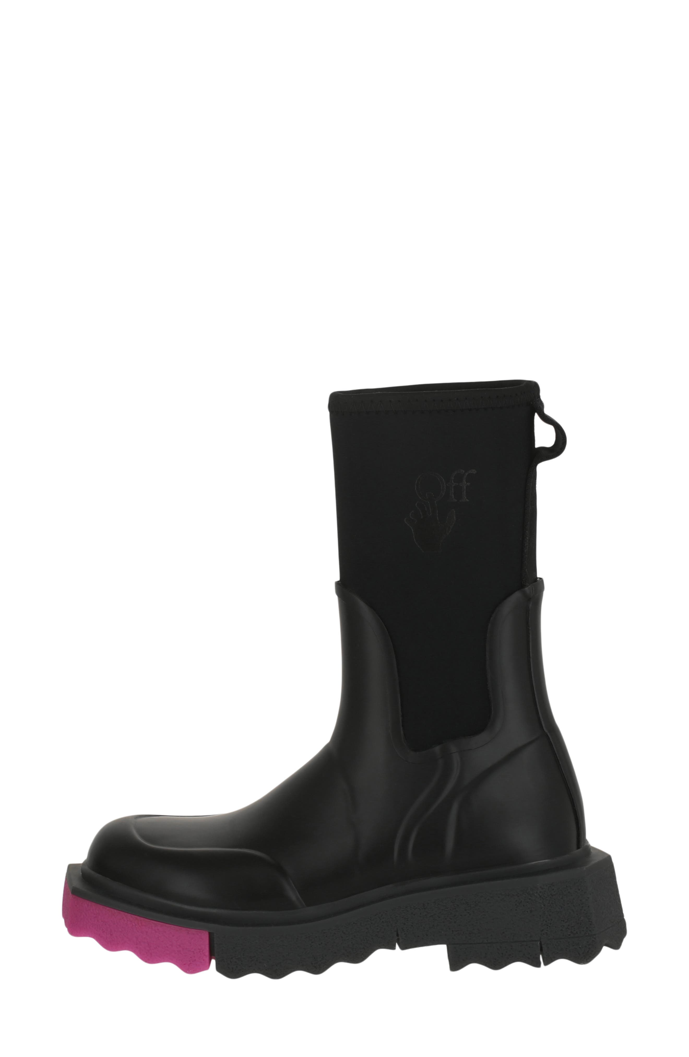 Off-White Sponge Sole Rain Boot, Alternate, color, Black