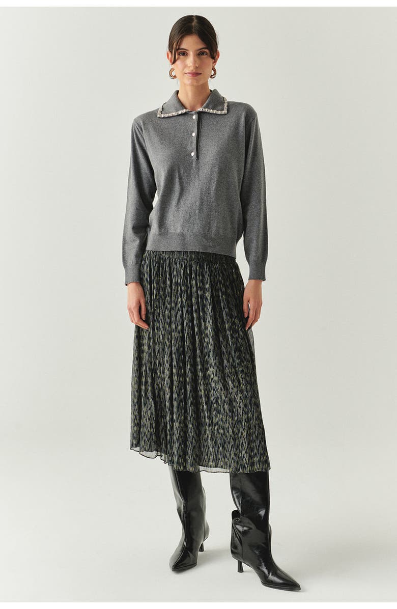 Exquise Maleah Trim Collar Sweater, Main, color, Grey