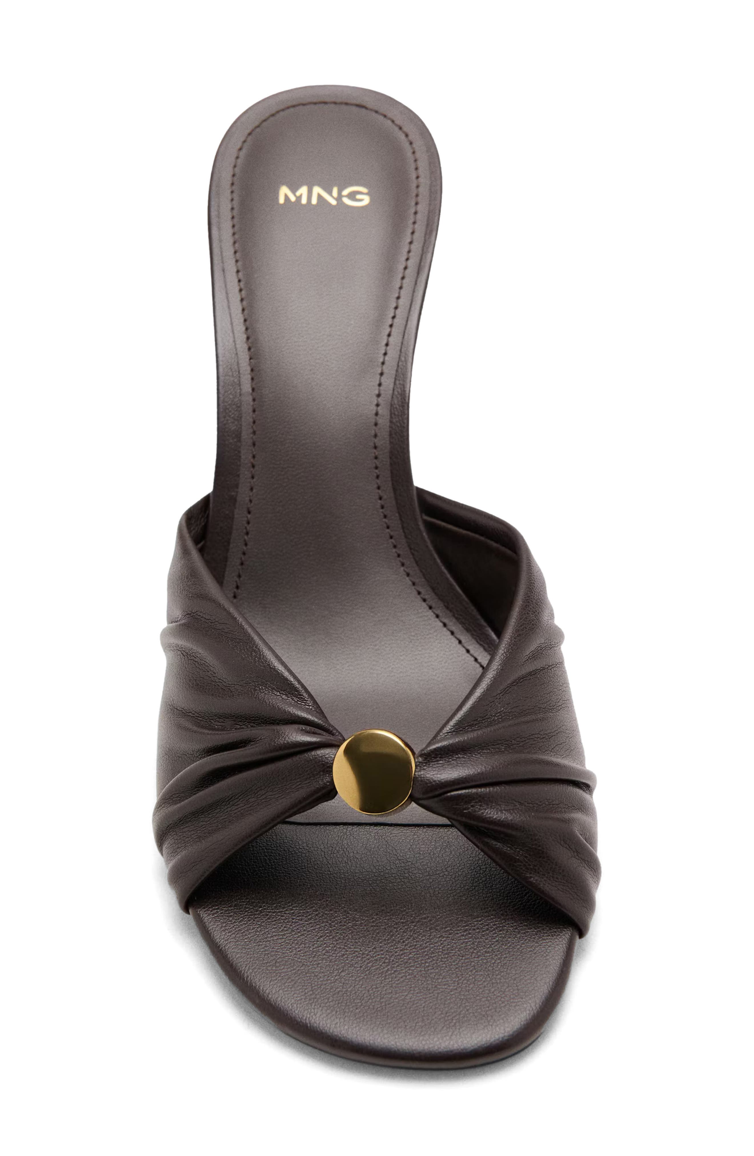 Faux Leather Beaded Kitten Heel Slide Sandal, Alternate, color, CHOCOLATE