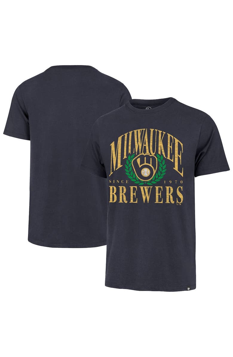 '47 Men's '47 Navy Milwaukee Brewers Pitchout Franklin T-Shirt, Alternate, color, 