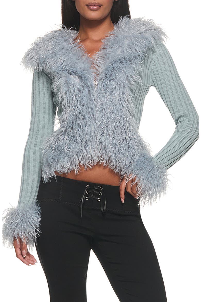 Cressida Faux Fur Jacket, Main, color, ICE BLUE