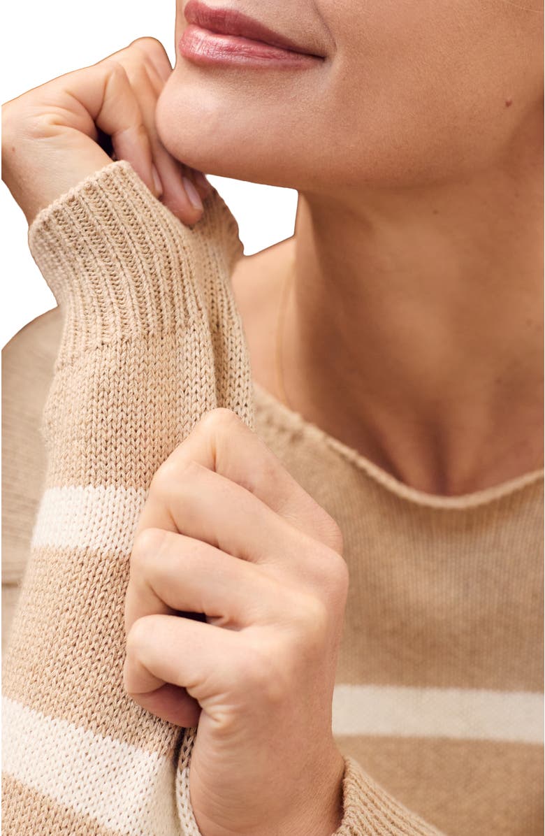 Celtic & Co. Gauzy Boat Neck Sweater, Alternate, color, Oatmeal Stripe