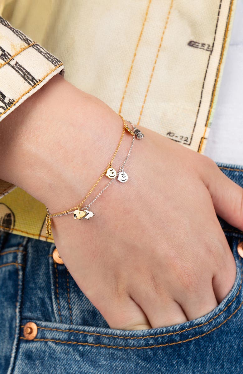 Crislu x Peanuts<sup>®</sup> Snoopy & the Gang Charm Bracelet, Alternate, color, 18Kt Yellow Gold / Clear Stone