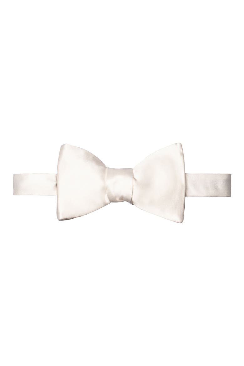 Silk Satin Self Tie Bow Tie, Main, color, NATURAL