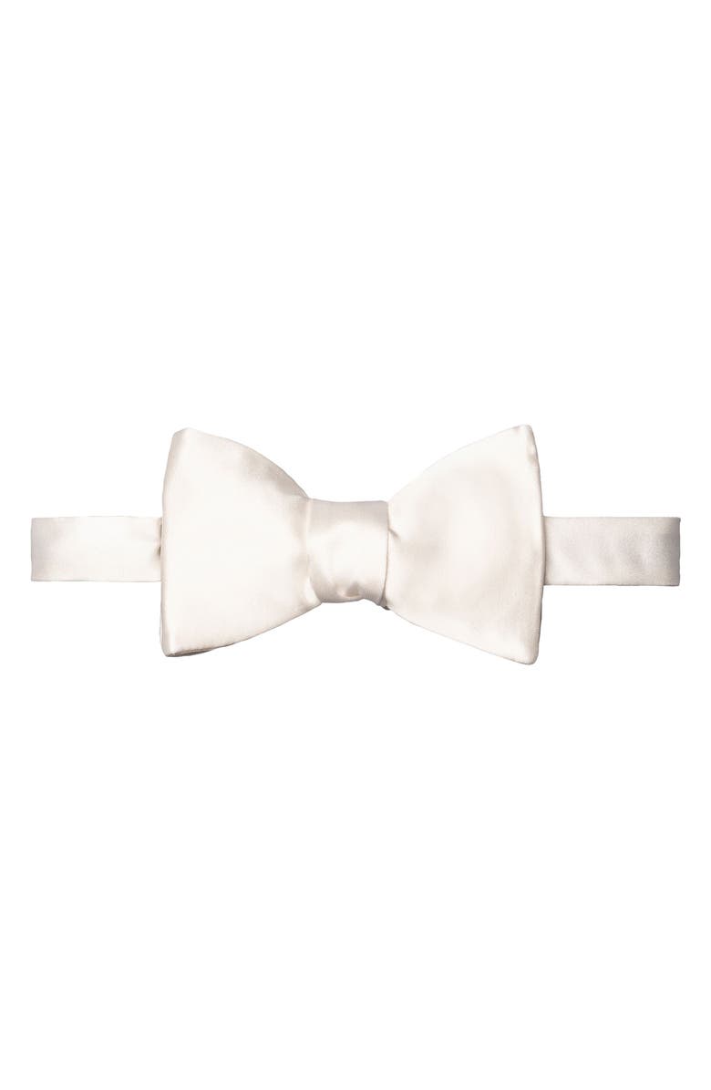 Eton Silk Satin Self Tie Bow Tie, Main, color, Natural