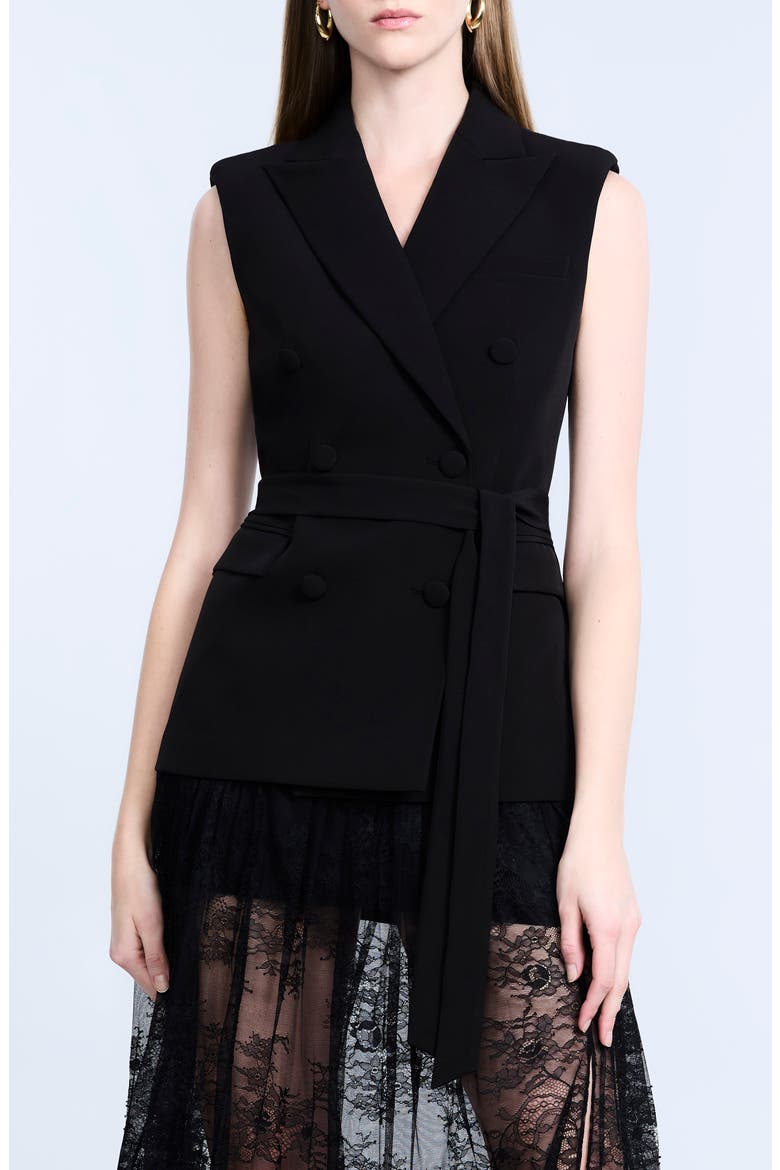 Belted Double Breasted Vest, Main, color, BLACK