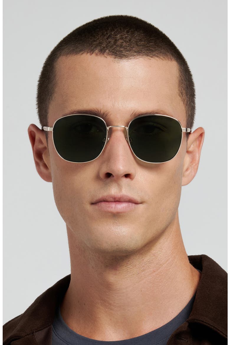 53mm Square Sunglasses, Alternate, color, LIGHT GOLD/ GREEN