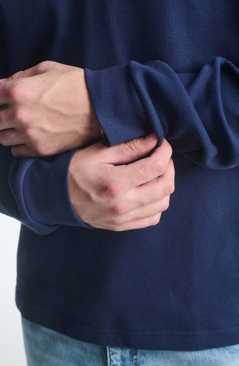 Mavi Jeans Relaxed Fit Polo Collar Long Sleeve Cotton Top, Alternate, color, Black Iris