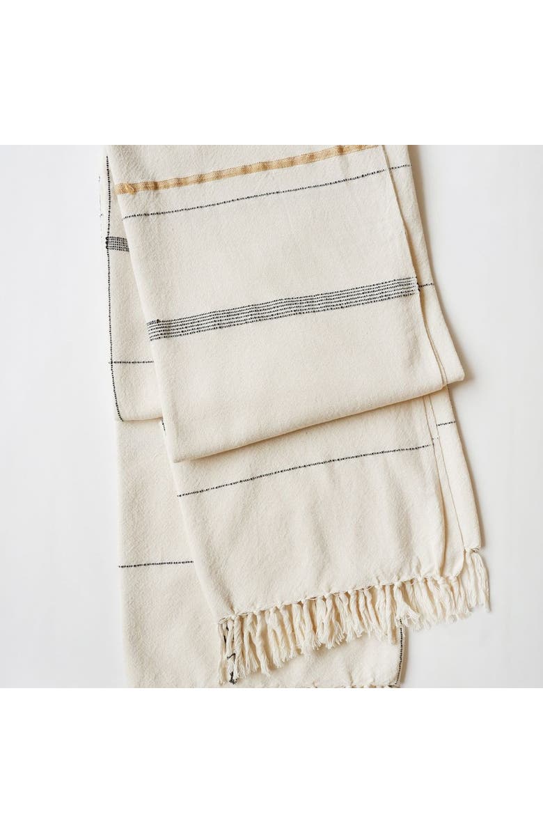 kanju Interiors Nadi Hand-Loomed Cotton Throw, Main, color, Beige