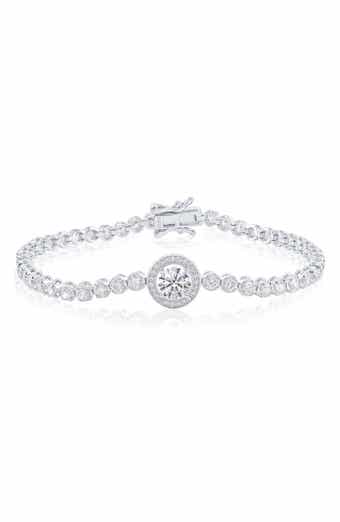Round Cubic Zirconia Halo Tennis Bracelet