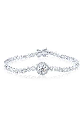 Simona Round Cubic Zirconia Halo Tennis Bracelet