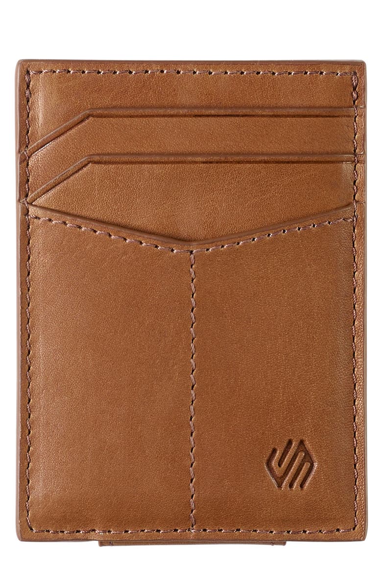 Rhodes Leather Money Clip Card Case, Main, color, TAN FULL GRAIN