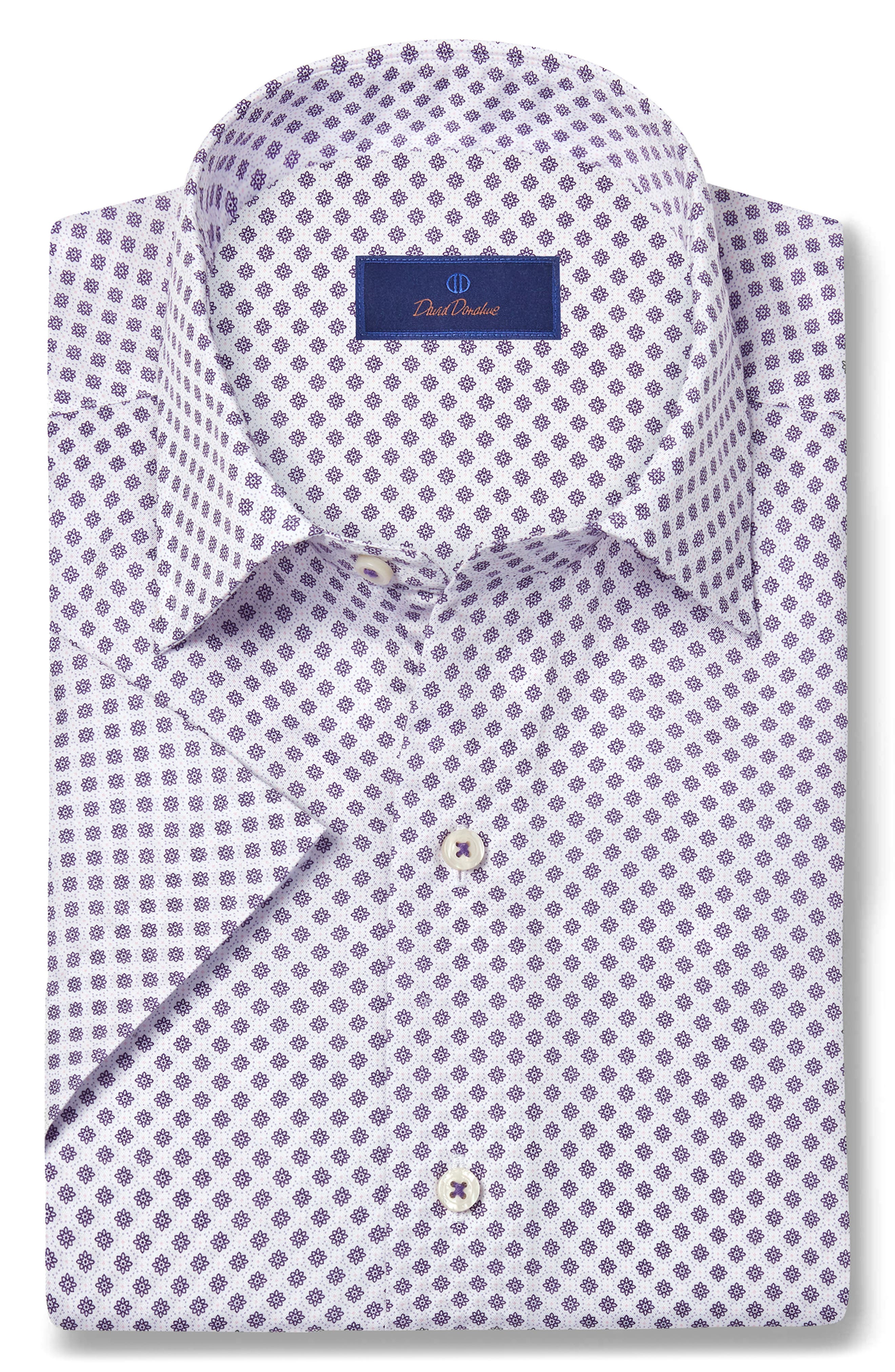 David Donahue Neat Print Short Sleeve Shirt