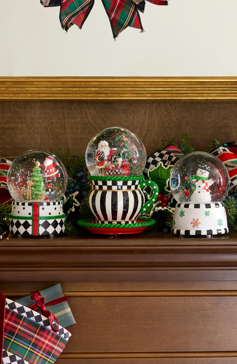 MACKENZIE CHILDS Check It Out Teacup Snow Globe, Alternate, color, Green
