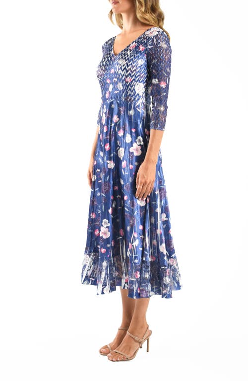 Komarov Charmeuse & Chiffon Cocktail Dress In Poppy Spray