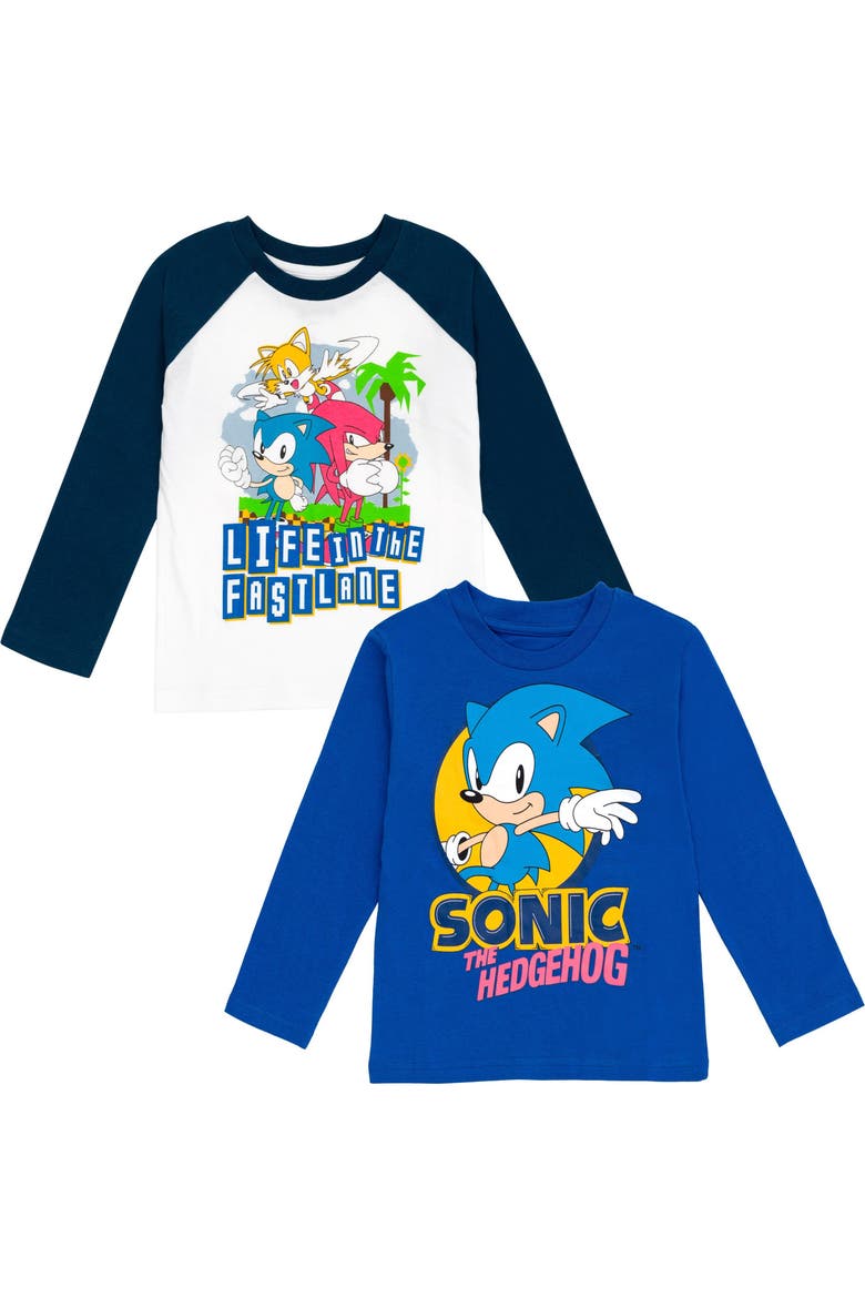 Sonic the Hedgehog 2-Piece Long Sleeve T-Shirts, Main, color, Navy Blue Sonic