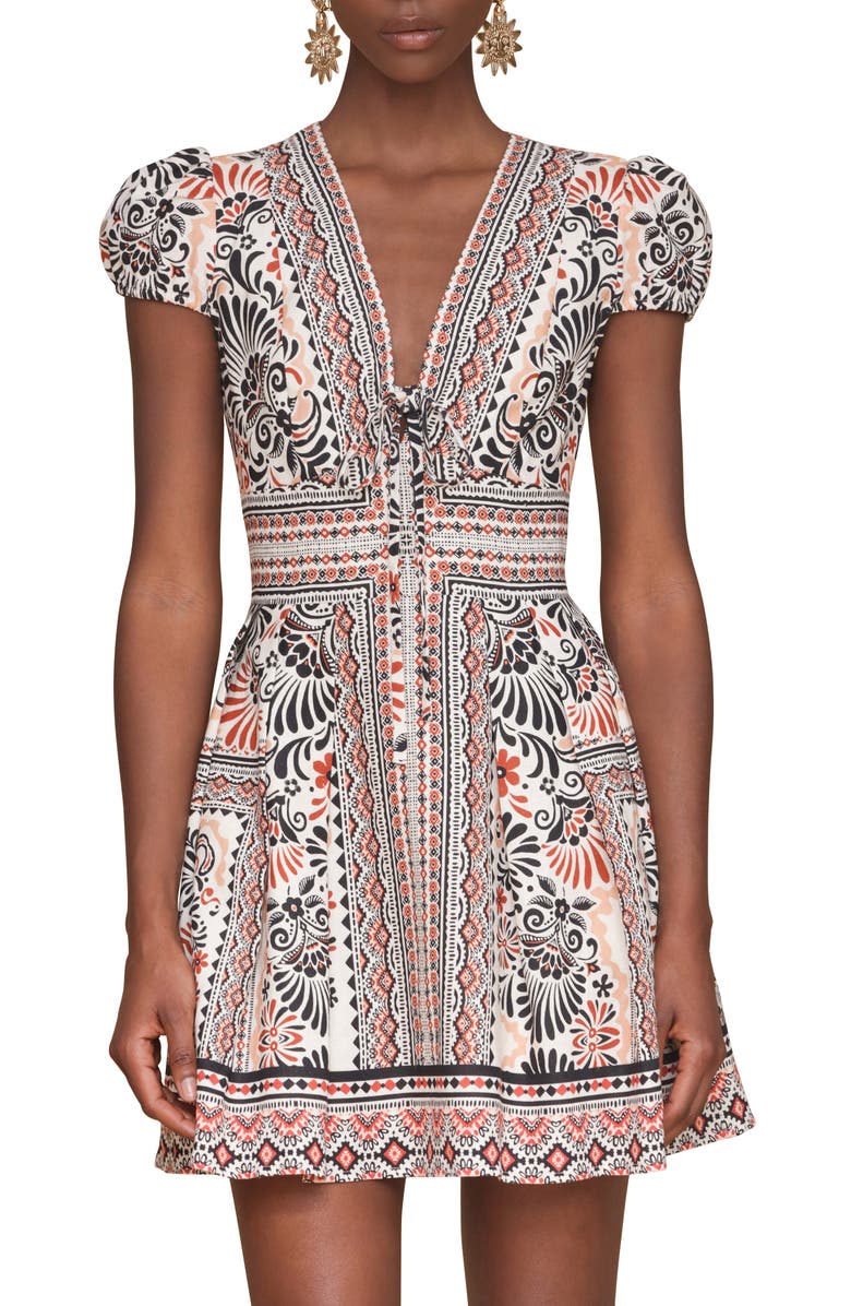 Avec Les Filles Puff Sleeve Tie Neck Dress, Alternate, color,