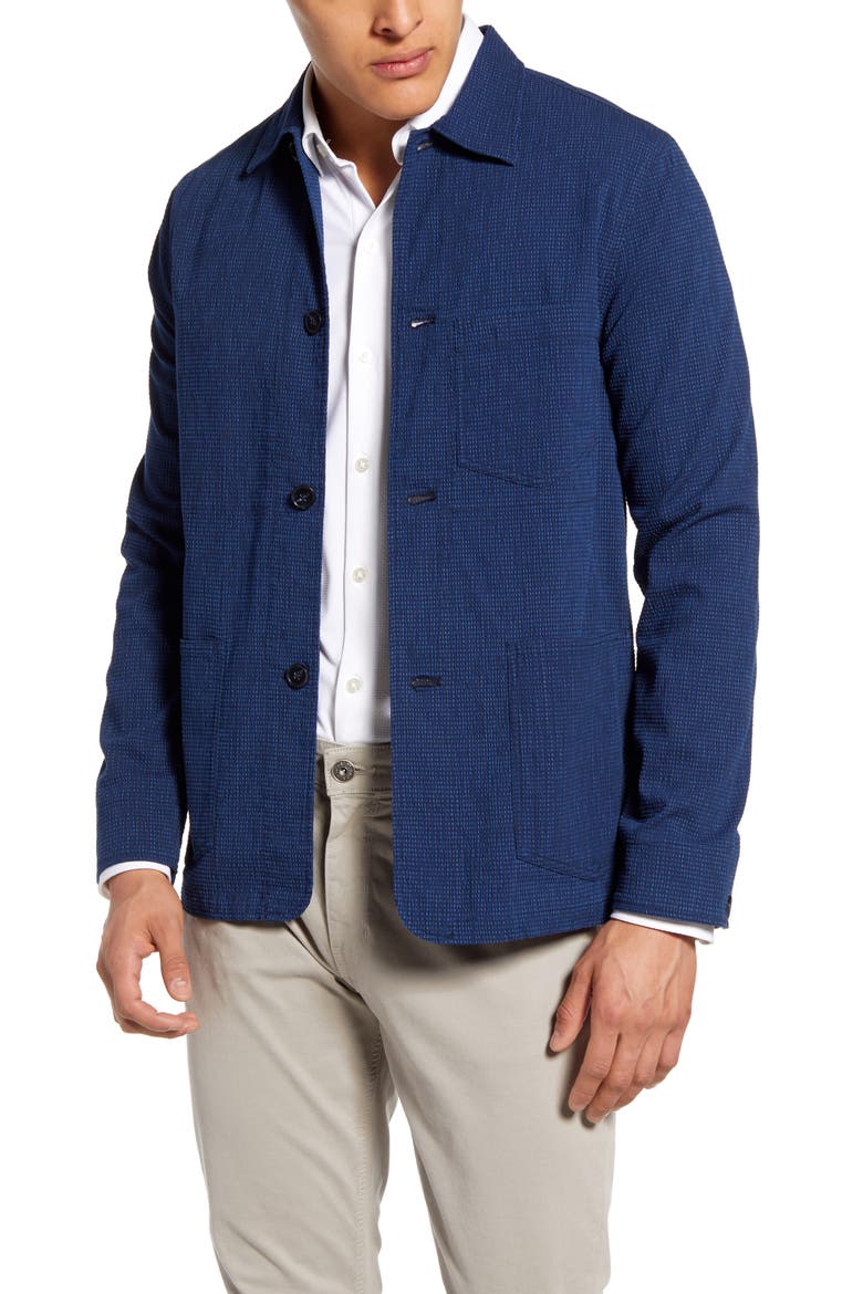 Seersucker Chore Jacket, Main, color, BLEACH