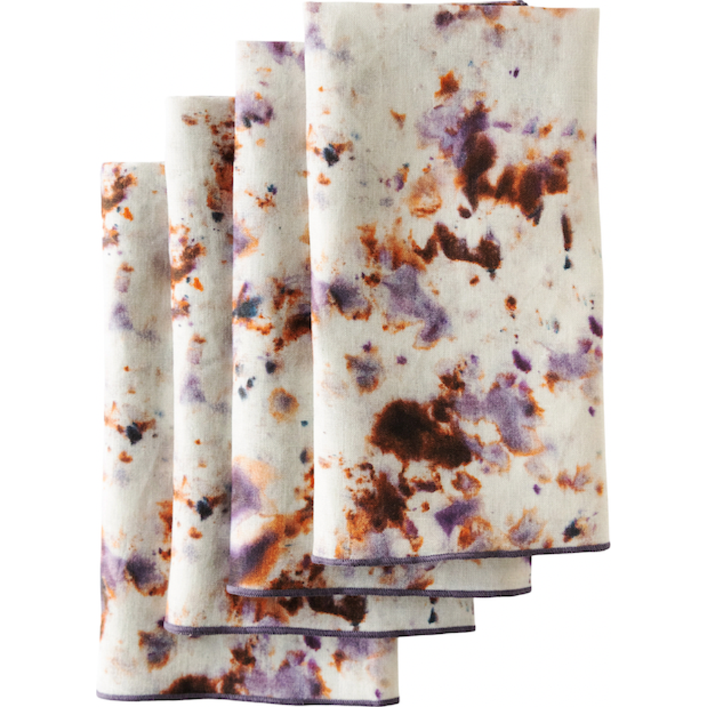 Goldie Home Rose Marble Napkin Set Of 4 In Rose Marble Lavender Trim