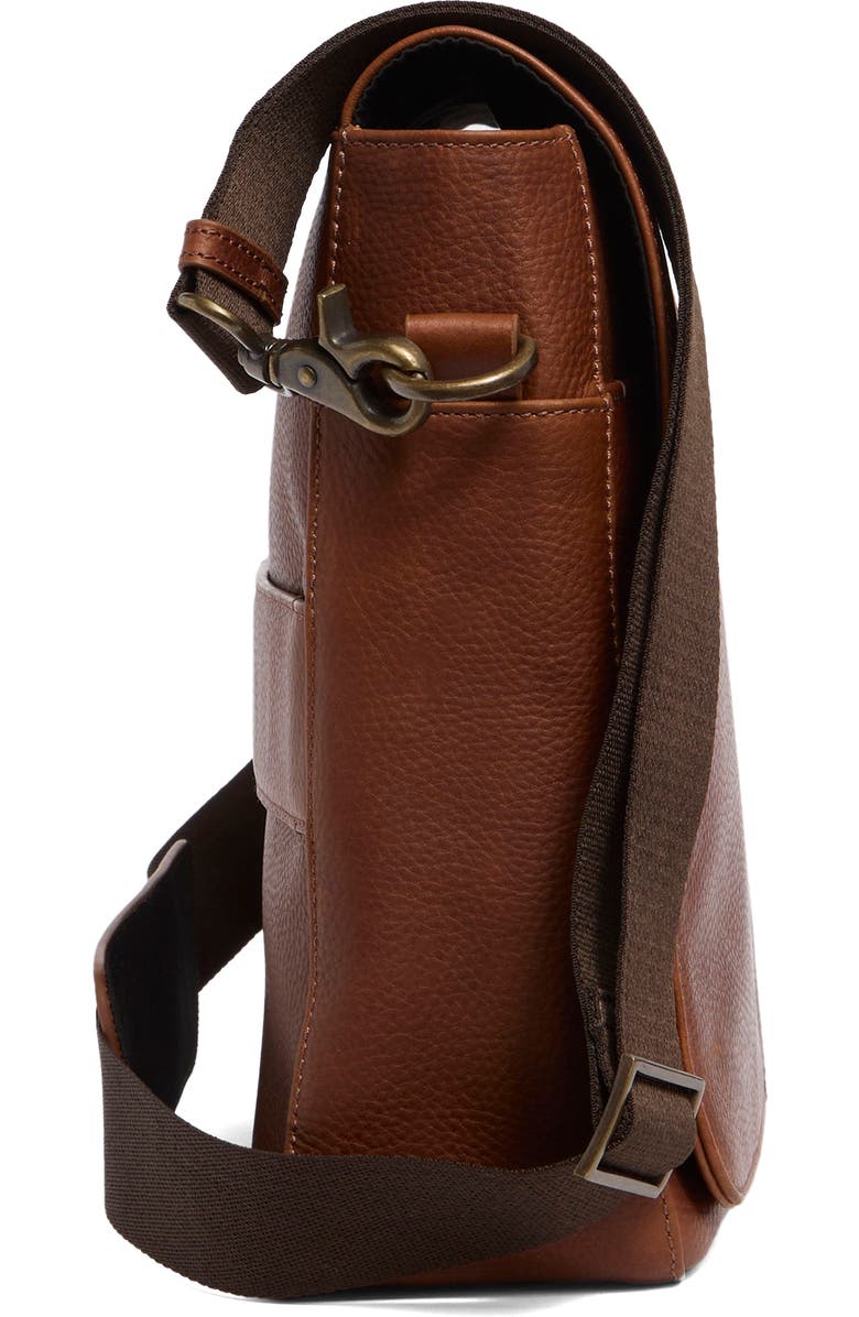 Johnston & Murphy Pebbled Leather Messenger Bag, Alternate, color, Tan