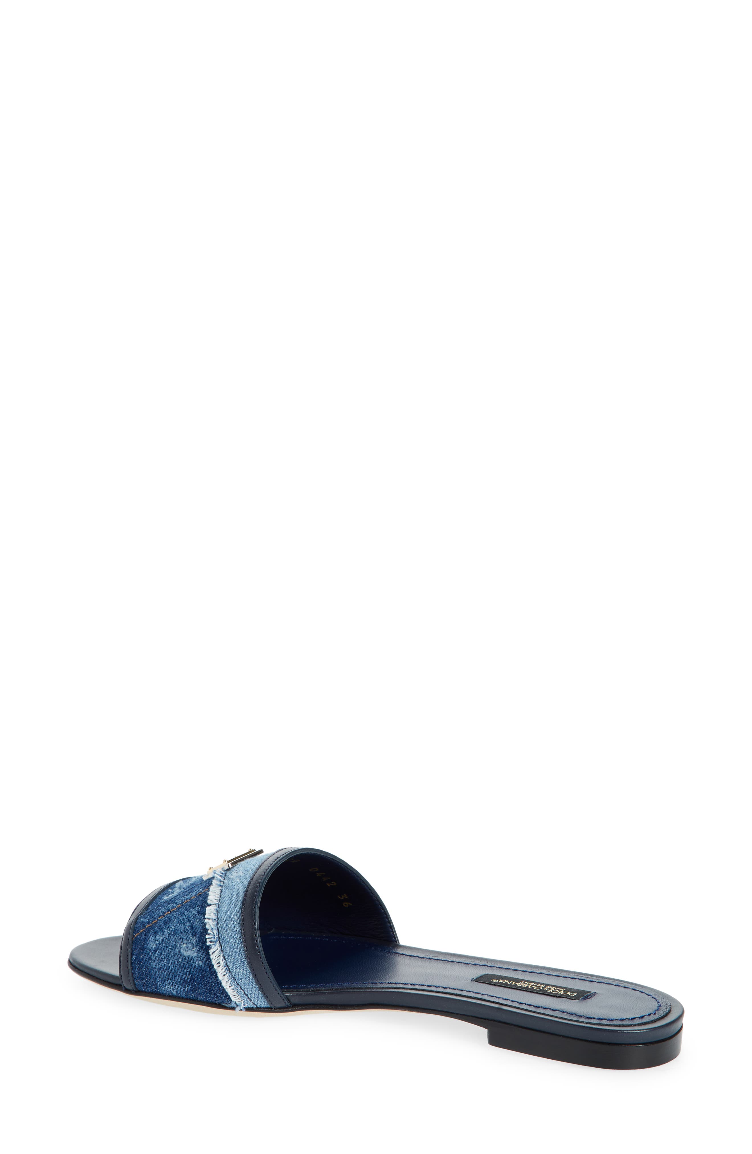 Dolce&Gabbana Sicily Denim Slide Sandal, Alternate, color, 