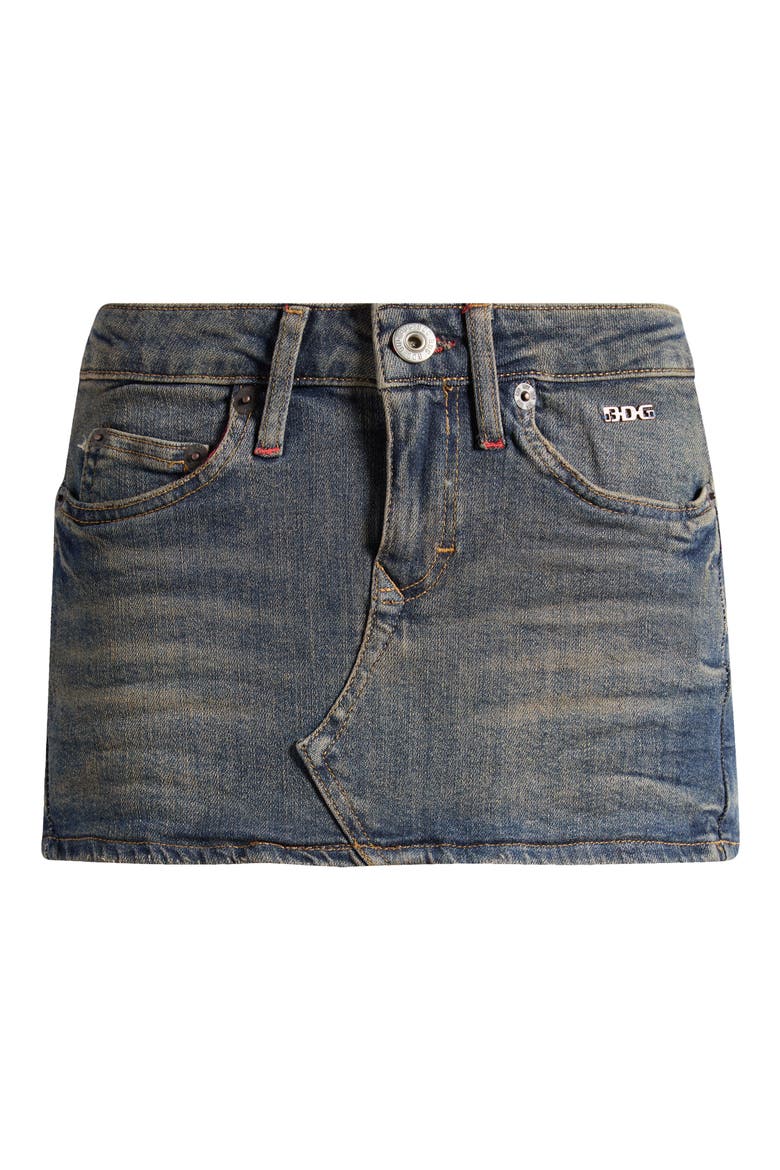 Ultra Raw Hem Denim Miniskirt, Alternate, color, MID VINTAGE