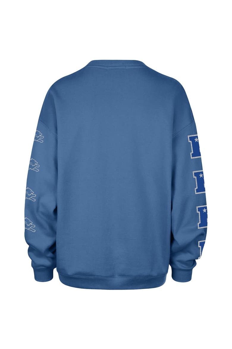 Women's '47  Blue Detroit Lions Go Big Oversized Pullover Sweatshirt, Alternate, color, Blue