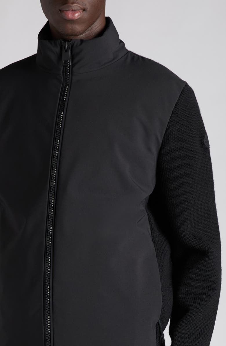 Moncler Mixed Media Down Jacket, Alternate, color, Black