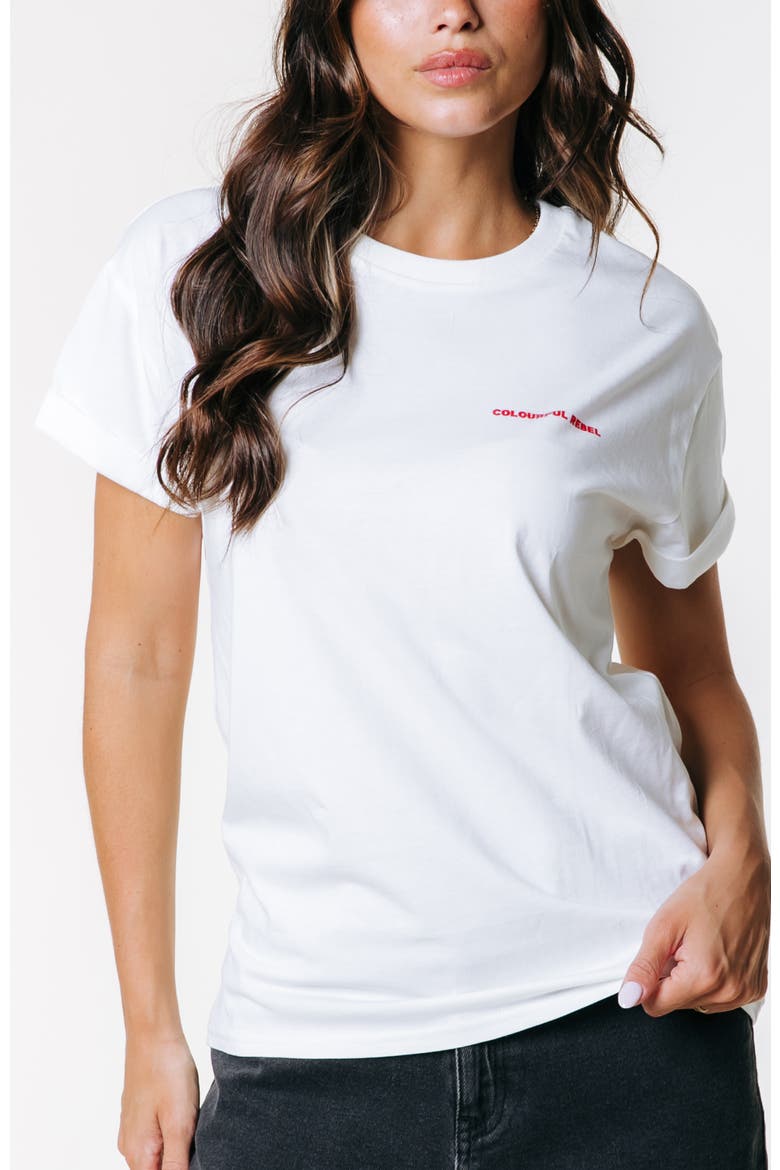 CR Flower Boxy Tee, Main, color, Standard white