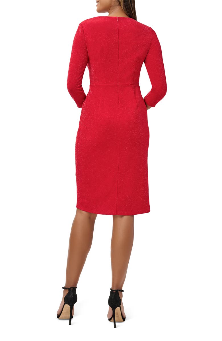 Adrianna Papell Metallic Knit Sheath Faux Wrap Dress, Alternate, color,